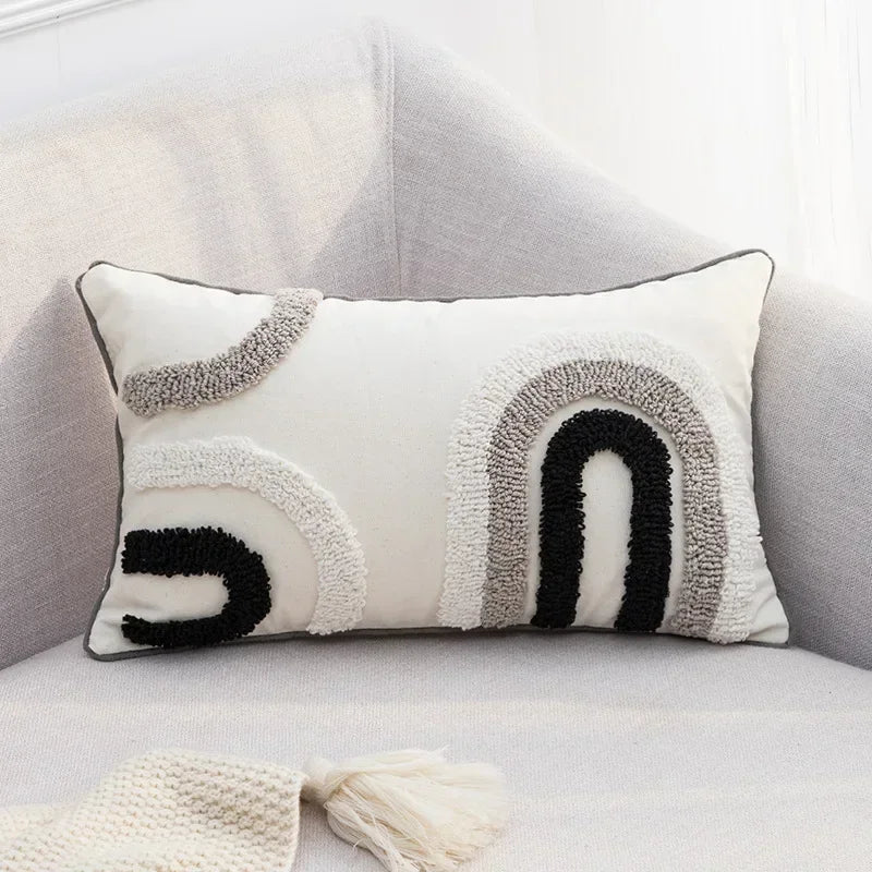 غطاء وسادة DecorBites™‎ بتصميم هندسي مزخرف بشراشيب - غطاء وسادة مصنوع يدويًا بتصميم بوهو شيك