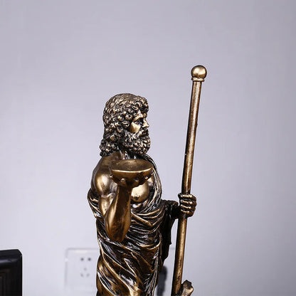 Miniestatua de Asclepio DecorBites™: Figura de resina del dios griego de la medicina para decoración del hogar y la oficina.