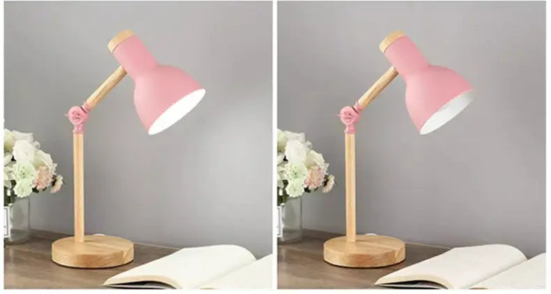 DecorBites™ Creative Nordic Table Lamp Wooden Art LED Turn Head Simple Bedside Desk Light/Eye Protection