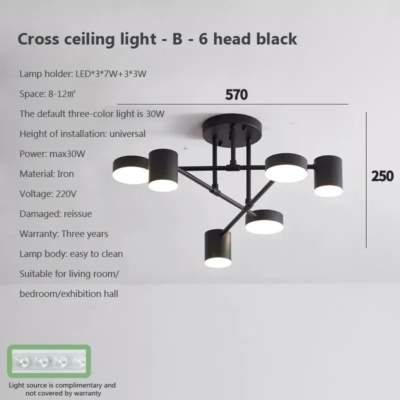 Gold Modern Ceiling Light Black-Gold Tricolor