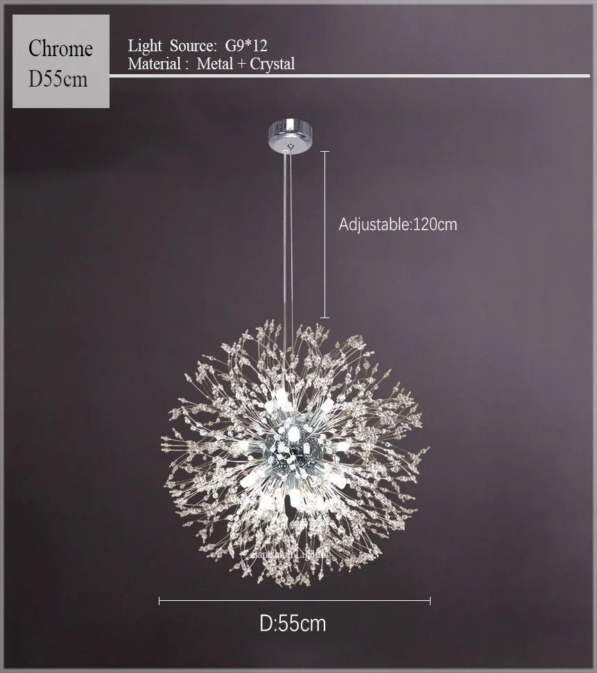 DecorBites™ Dandelion Chandelier LED Sparkle Ball Crystal Lighting for Restaurant & Living Room