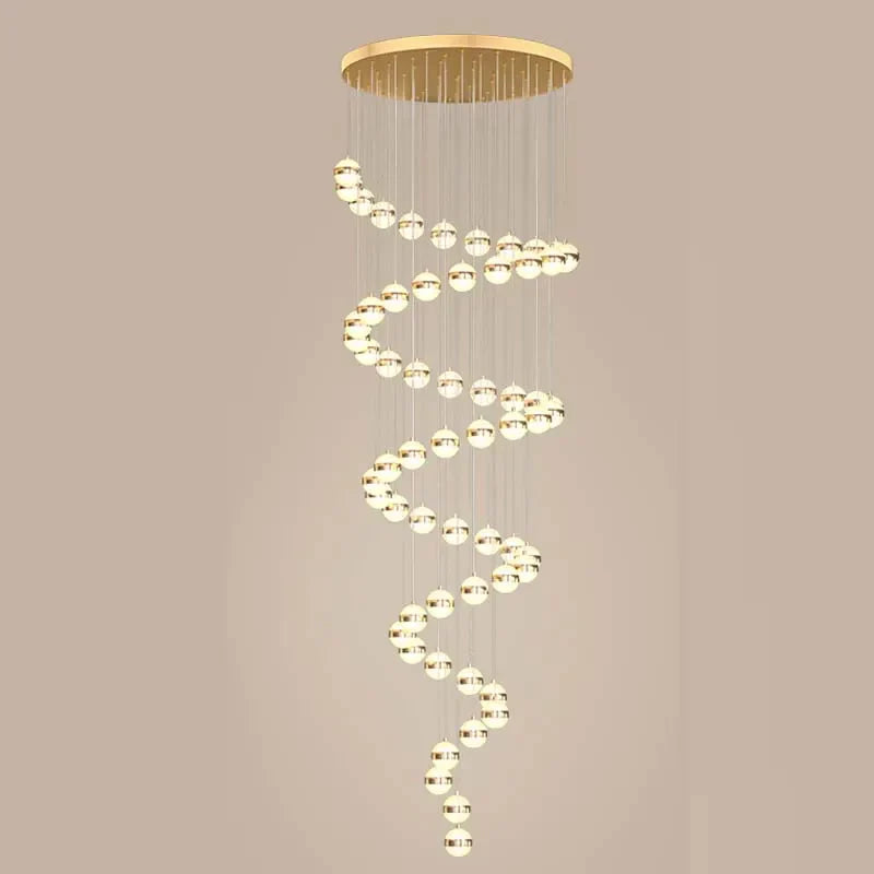 DecorBites™ Gold Acrylic Chandelier - Modern Staircase LED Lighting