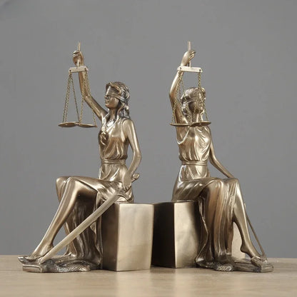 DecorBites™ Justice Goddess Statue Bookends: Creative Home Decor for Study Room