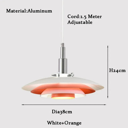 Lámpara colgante OVNI degradada blanca y roja DecorBites™ | Araña ajustable de estilo mediados de siglo