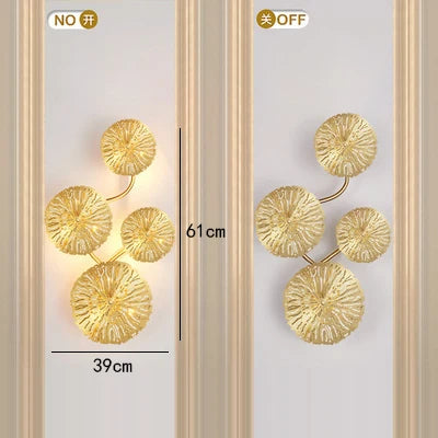 DecorBites™ Gold Flower Copper Frame Wall Sconce for Hotel Dining Room Lighting
