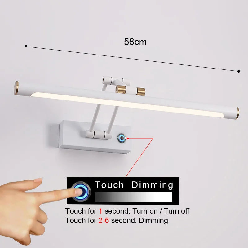 Aplique de pared para baño LED Decorbites™ de 58 cm, iluminación moderna para interior y dormitorio