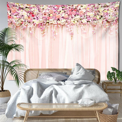 Decobites Pink Flower Wall Hanging Tapestry - Modern Minimalist Bohemian Home Decor