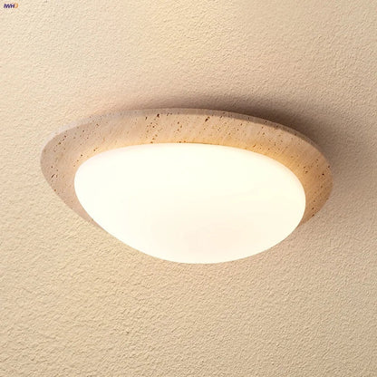 DecorBites™ LED Ceiling Light Fixture Yellow Stone White PE Shade Plafond Lamp