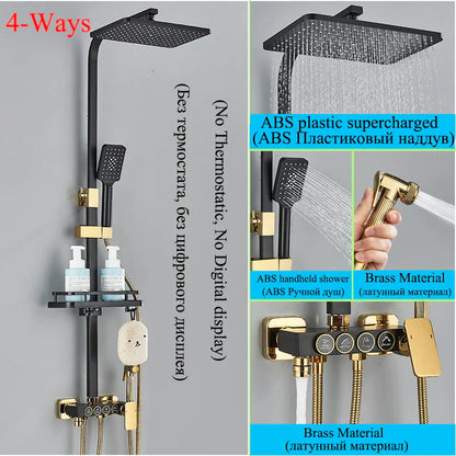 DecorBites™ Digital Display Thermostatic Shower Faucet Set Rainfall Shower Mixer