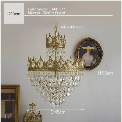 Decorbites™ Kronen-Kristall-Leuchter – Goldener Vintage-LED-Hängeleuchter für elegante Innenbeleuchtung