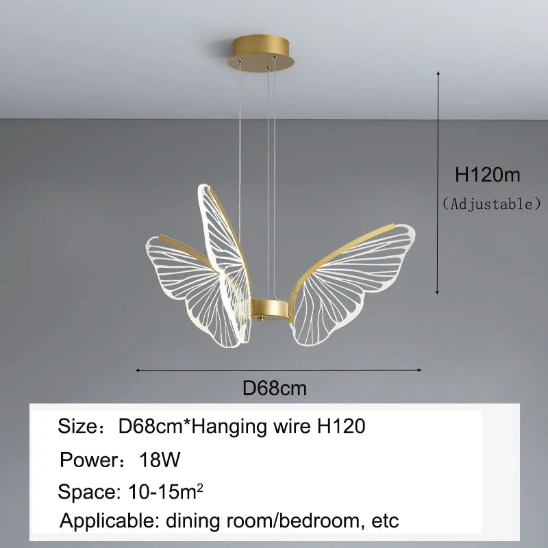 ثريا السقف LED على شكل فراشة من DecorBites™ - مصباح معلق فاخر لغرفة النوم وغرفة المعيشة وغرفة الطعام