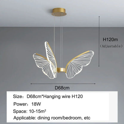 ثريا السقف LED على شكل فراشة من DecorBites™ - مصباح معلق فاخر لغرفة النوم وغرفة المعيشة وغرفة الطعام