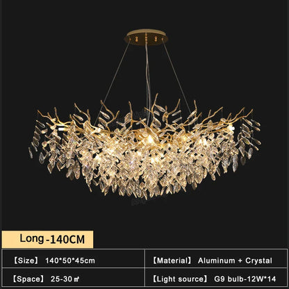 DecorBites™ Gold Crystal Chandeliers for Dining Room Branch Hanging Lamp Large Lighting