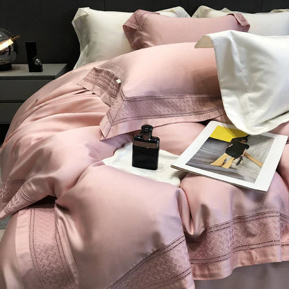 DecorBites™ 1000TC Lyocell Fibre Bedding Set with Broadside Embroidery - Soft, Silky & Pure Color