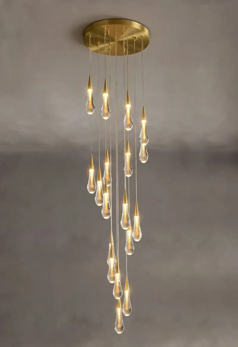 DecorBites™ Luxurious Gold Crystal Chandelier for Staircase
