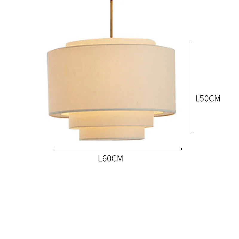 DecorBites™ Japanese Style Tiered Pendant Lamp: Minimalist Fabric Shade for Living Room & Kitchen Counter