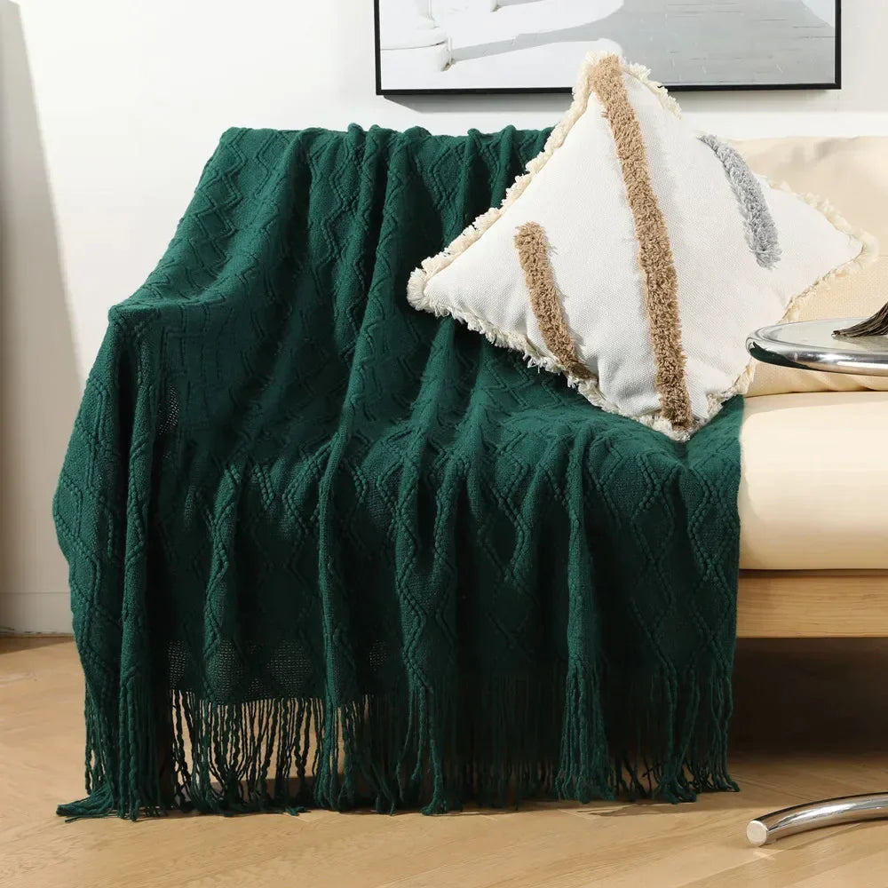 DecorBites™ Knitted Woolen Blanket - Cozy Home Accent and Travel Essential