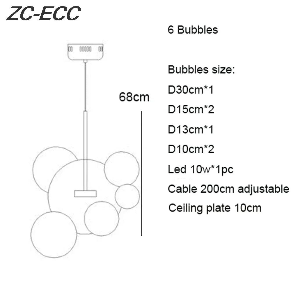 DecorBites™ Glass Bubble LED Chandelier: Stylish Ceiling Lighting for Dining & Living Room