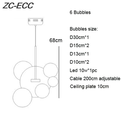 DecorBites™ Glass Bubble LED Chandelier: Stylish Ceiling Lighting for Dining & Living Room