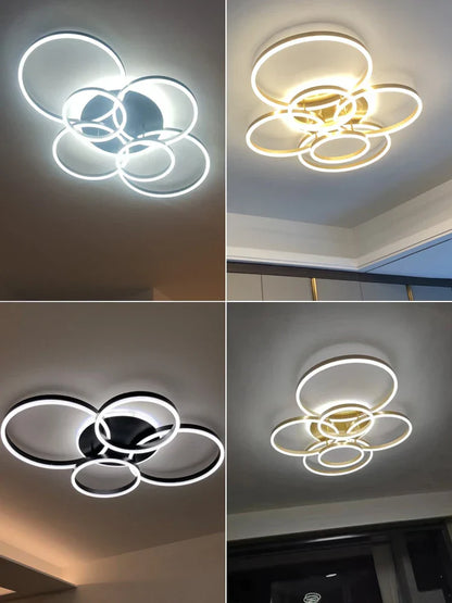 DecorBites™ LED Chandelier: Modern Living Study Bedroom Lamps, Round Rings Foyer Chandeliers Luminaire
