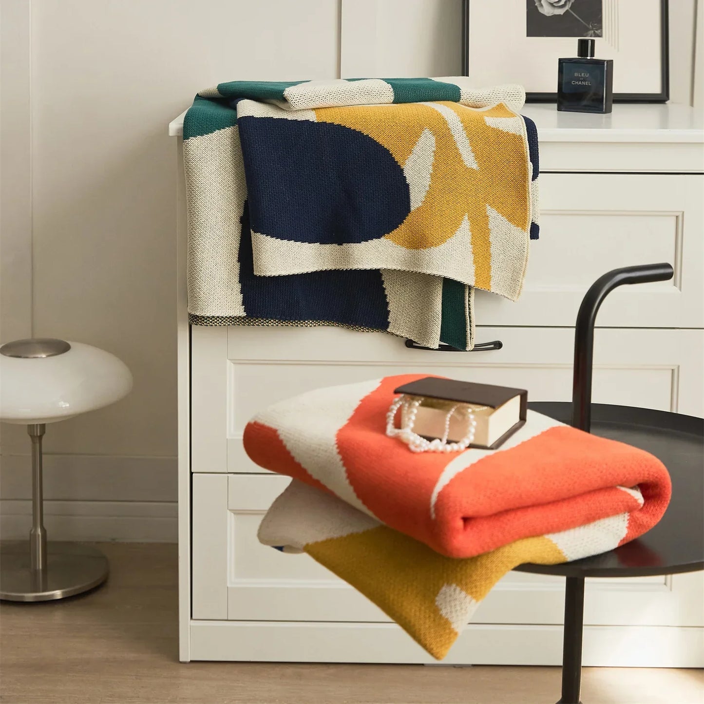 DecorBites™ Leaf Jacquard Knitted Blanket - Soft Cotton Fluffy Blanket for Living Room, Sofa, Bed