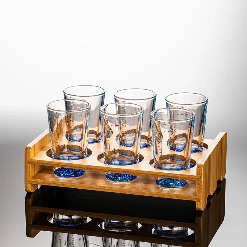DecorBites™ Clear Glass Liquor Cup Set 2oz Chinese Spirit Drinking Glasses with Graduated Line