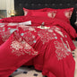 Decobites Luxury Flowers Embroidery Cotton Bedding Set - Queen King Size