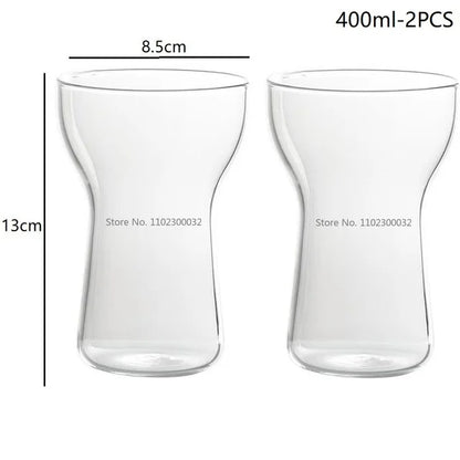 Juego de vasos de vidrio DecorBites™ para bebidas, ideales para el hogar, cafeterías y bares. Aislantes térmicos para jugos y té. Transparentes.