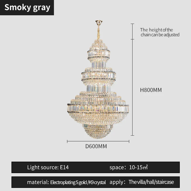 DecorBites™ Crystal Villa Chandelier: Luxe European Duplex Hall Lighting - Elegant Living Room Decor