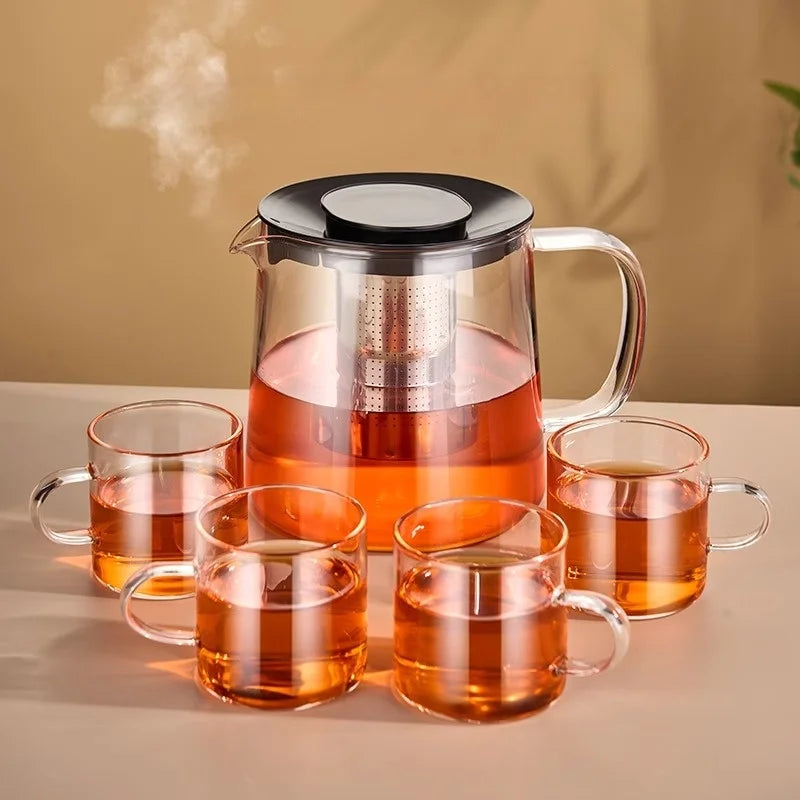 DecorBites™ Glass Flower Teapot - High Borosilicate Glass Tea/Coffee Set