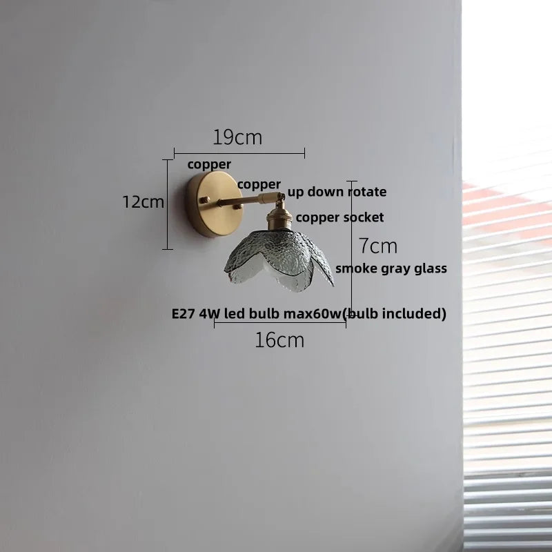 DecorBites™ Gray Glass LED Wall Lights, Pull Chain Switch, Modern Nordic Design