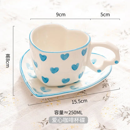 DecorBites™ Hand Painted Heart Handle Ceramic Love Mug - Pink