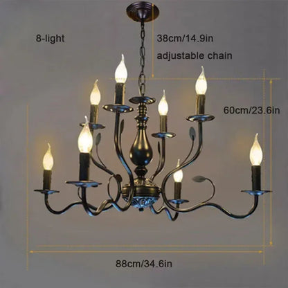 Decorbites™ Candelabro de Vela Francés de Hierro Negro Industrial Vintage de Estilo Granja Iluminación