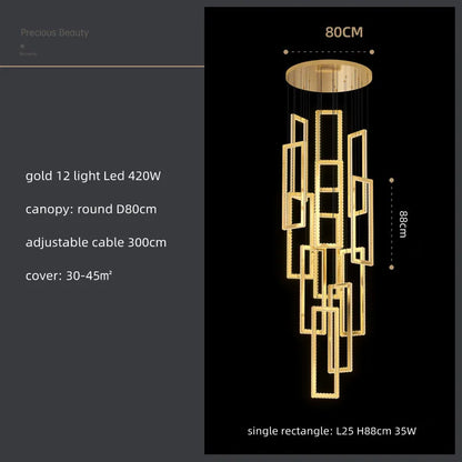 Lámpara colgante LED de cristal DecorBites™: Iluminación moderna y lujosa para escaleras