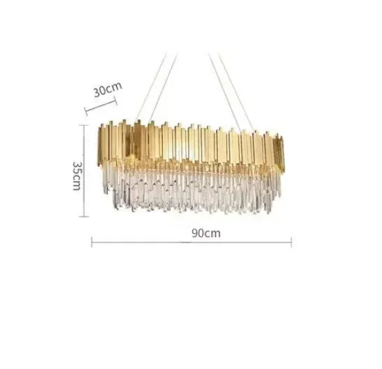 DecorBites™ Golden Crystal Ceiling Light for Modern Living Room and Dining Room