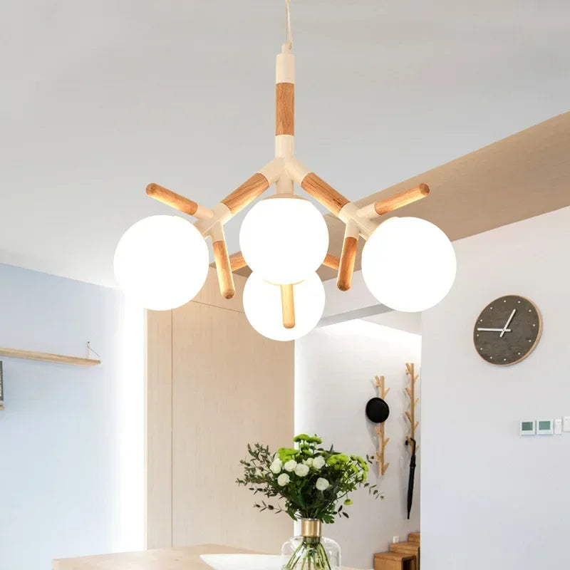 Gold LED Hanging Light 4-Head Adjustable