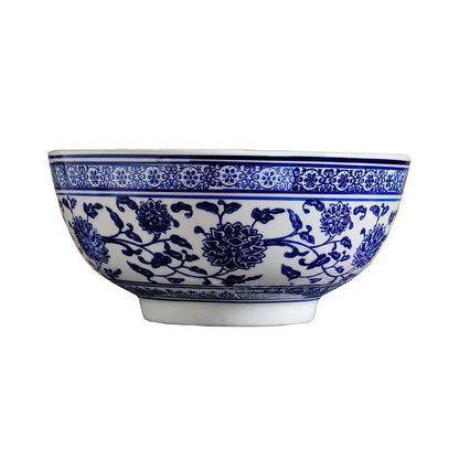 DecorBites™ Blue and White Ceramic Noodle Bowl - Japanese Style Tableware