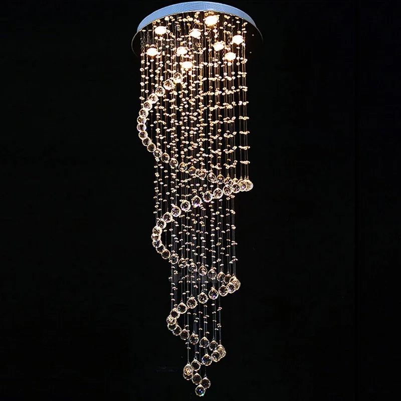DecorBites™ Crystal Pendant Chandelier for Staircase Hotel Bedroom Hanging Lamp