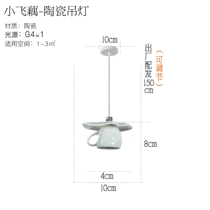 DecorBites™ Ceramic LED Pendant Lights Tea Cup Teapot Hanging Lamp for Kitchen Dining Room
