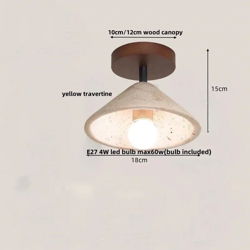 Travertine Wood Ceiling Light