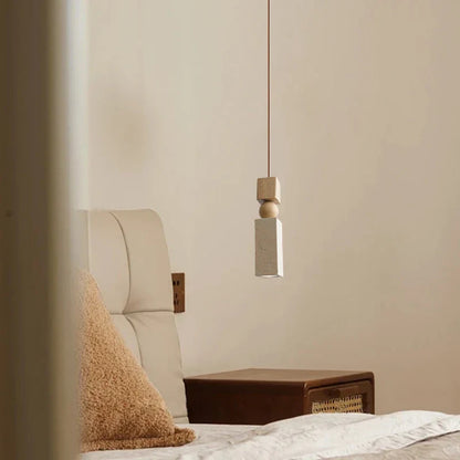 DecorBites™ LED Pendant Lamp Mid Century Modern Decor Yellow Travertine Wood Hanglamp