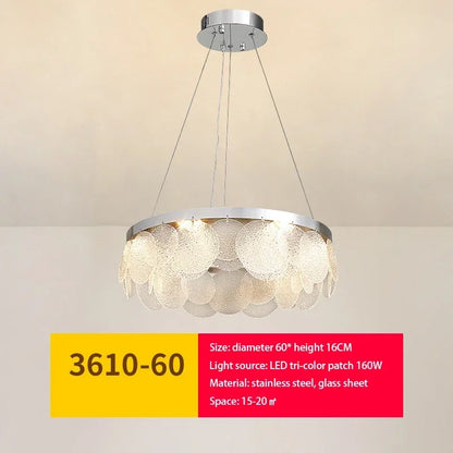 DecorBites™ Glass Chandelier LED Ceiling Lamp | Modern Metal Art | Indoor Living Room Kitchen Decoration