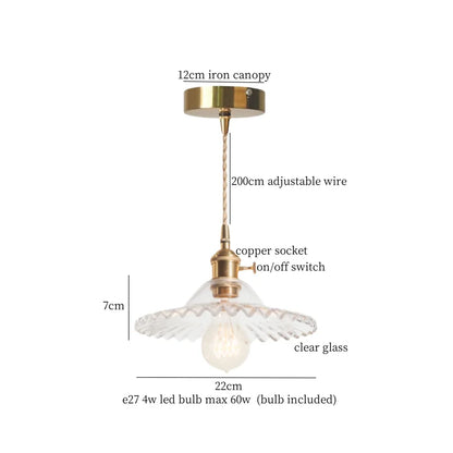 DecorBites™ Brass Glass LED Pendant Lamp for Cafe Bar Restaurant Bedroom Loft