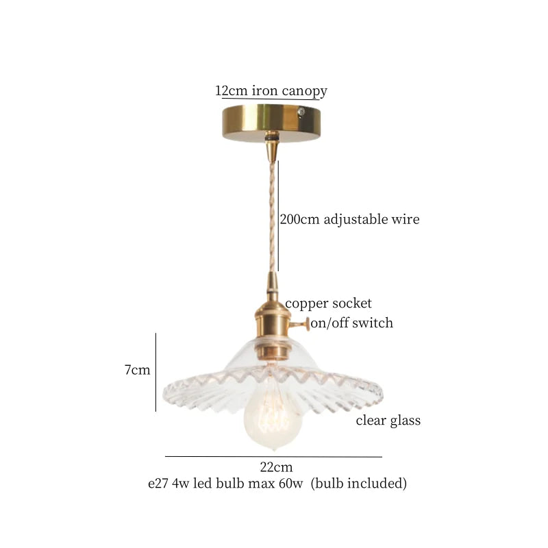 DecorBites™ Brass Amber Glass LED Pendant Light for Restaurant Bedside Kitchen Loft Bar