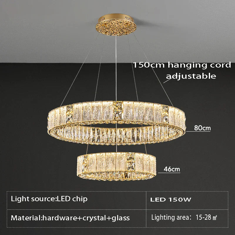 DecorBites™ Crystal Ceiling Chandelier | Luxury Glass Hanging Lamps LED Décor