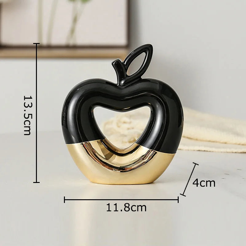 Estatua de Pera de Manzana de Oro Decorbites™ Ornamentos Cerámicos Decoración de Escritorio Escultura Artesanal Moderna