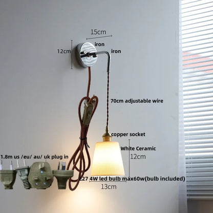 DecorBites™ Ceramic LED Wall Sconce Modern Nordic Design Adjustable Pull Chain Switch WC Mirror Light