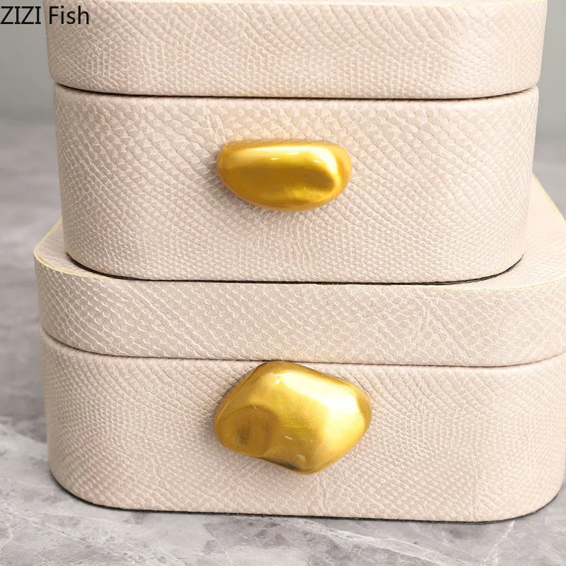 DecorBites™ Leather Jewelry Box: Stylish Dresser Table Decor & Storage Jar