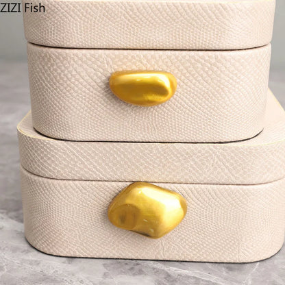 DecorBites™ Leather Jewelry Box: Stylish Dresser Table Decor & Storage Jar