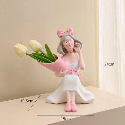ديكور بايتس™ تماثيل الفتيات، زخارف المزهريات، ديكورات المكاتب، التماثيل الصغيرة، خزائن التلفزيون، الإكسسوارات الزهرية